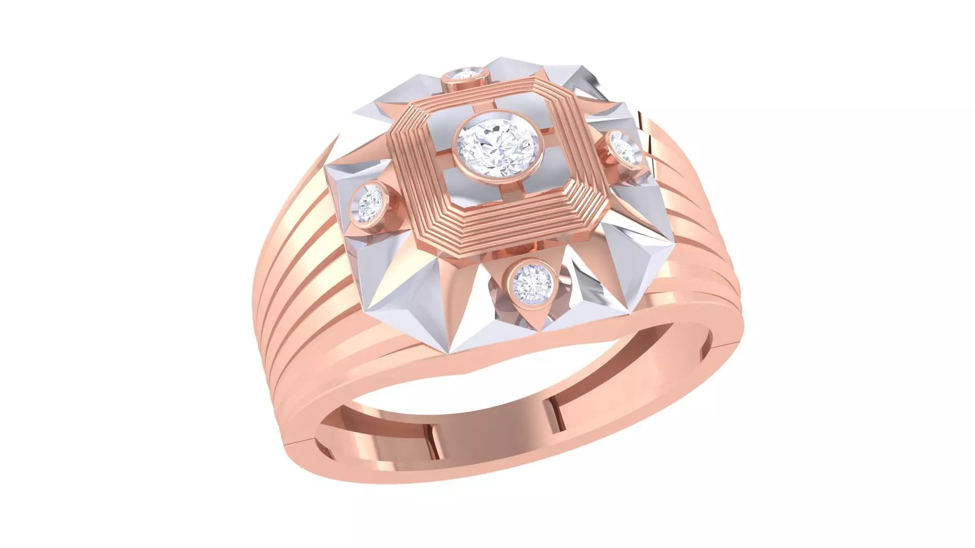 Men Groom Gents Diamond Ring 3dm renders detail 3D print model_0