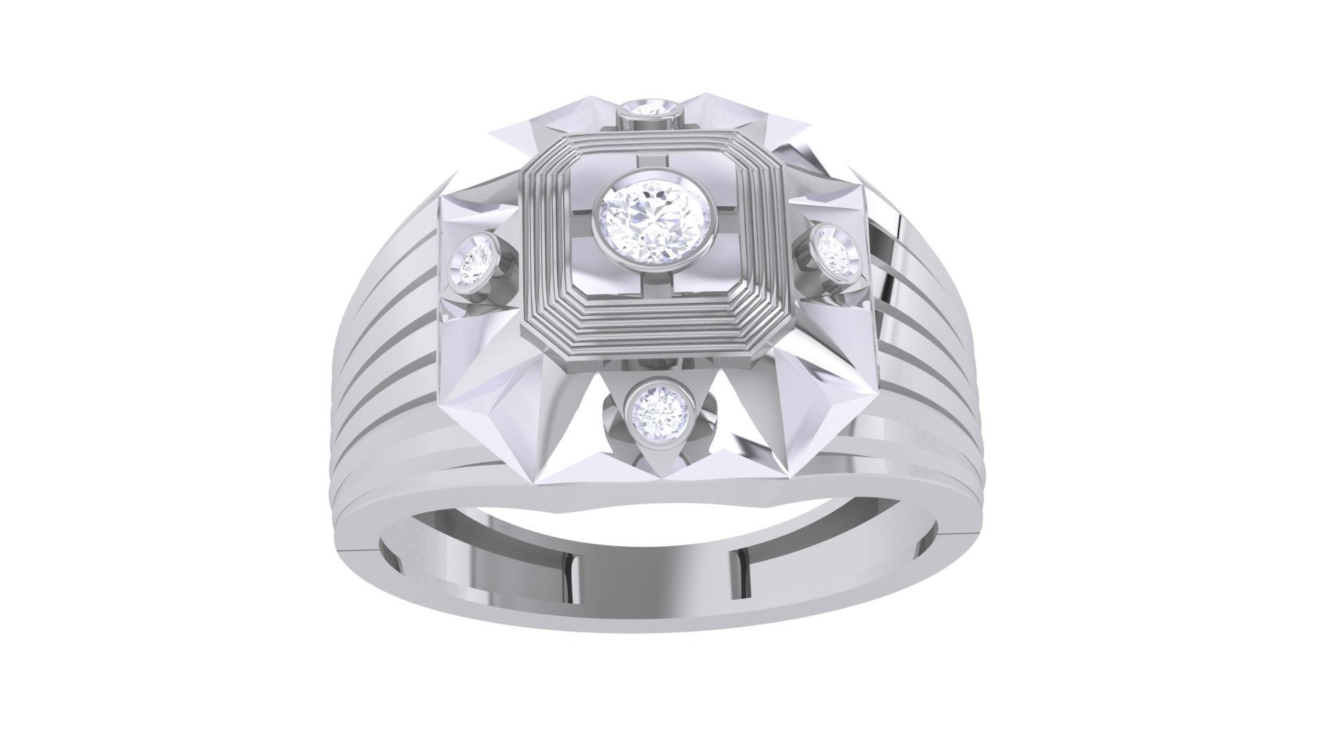 Men Groom Gents Diamond Ring 3dm renders detail 3D print model_6