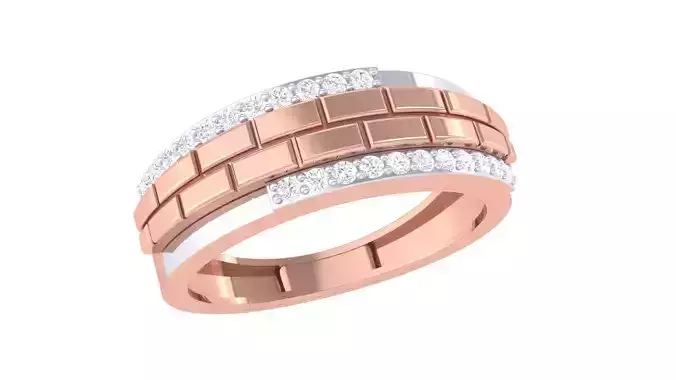 Bricks Pattern Men Groom Gents Diamond Band Ring 3dm renders 3D print model
