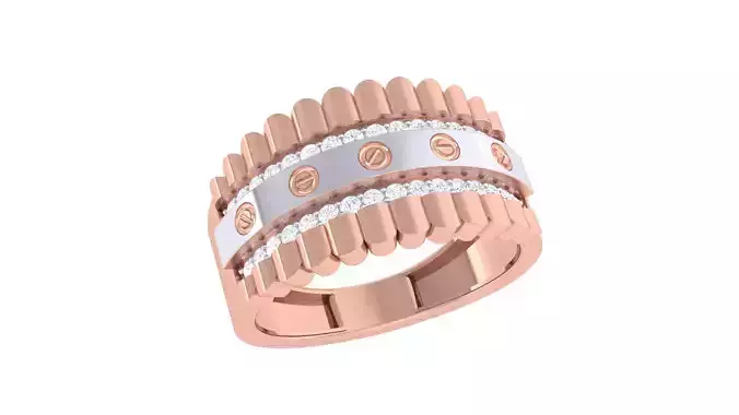 Screw Head Men Groom Gents Diamond Band Ring 3dm renders detail 3D print model