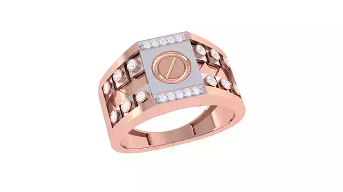 Screw Head Men Groom Gents Diamond Ring 3dm renders detail 3D print model