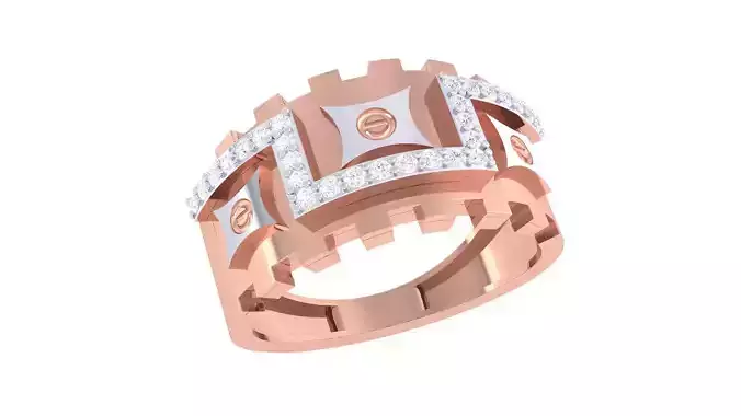 Screw Head on Gear Men Groom Gents Diamond Ring 3dm renders 3D print model