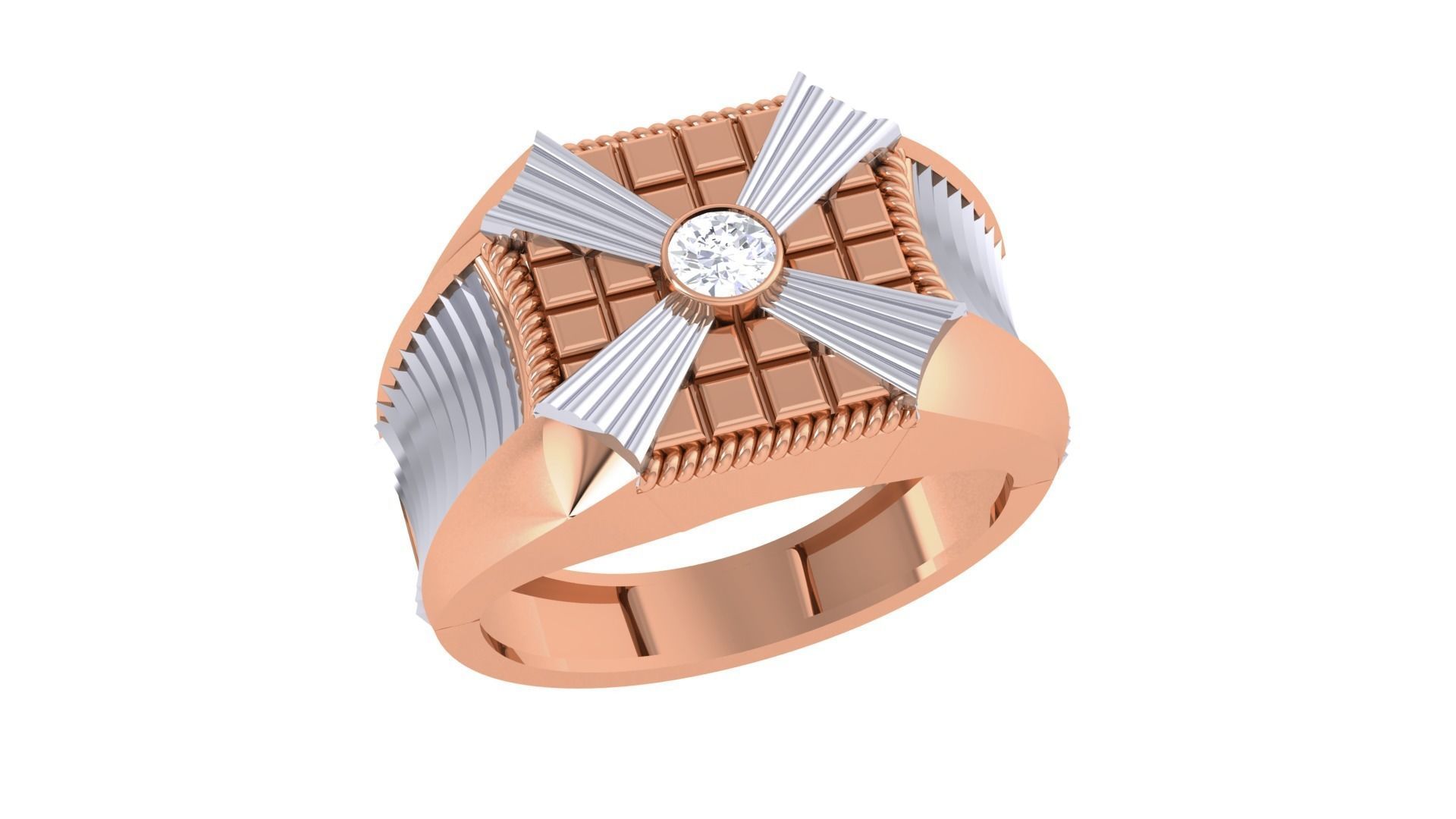 Solitaire Men Groom Gents Diamond Ring 3dm renders detail 3D print model_4