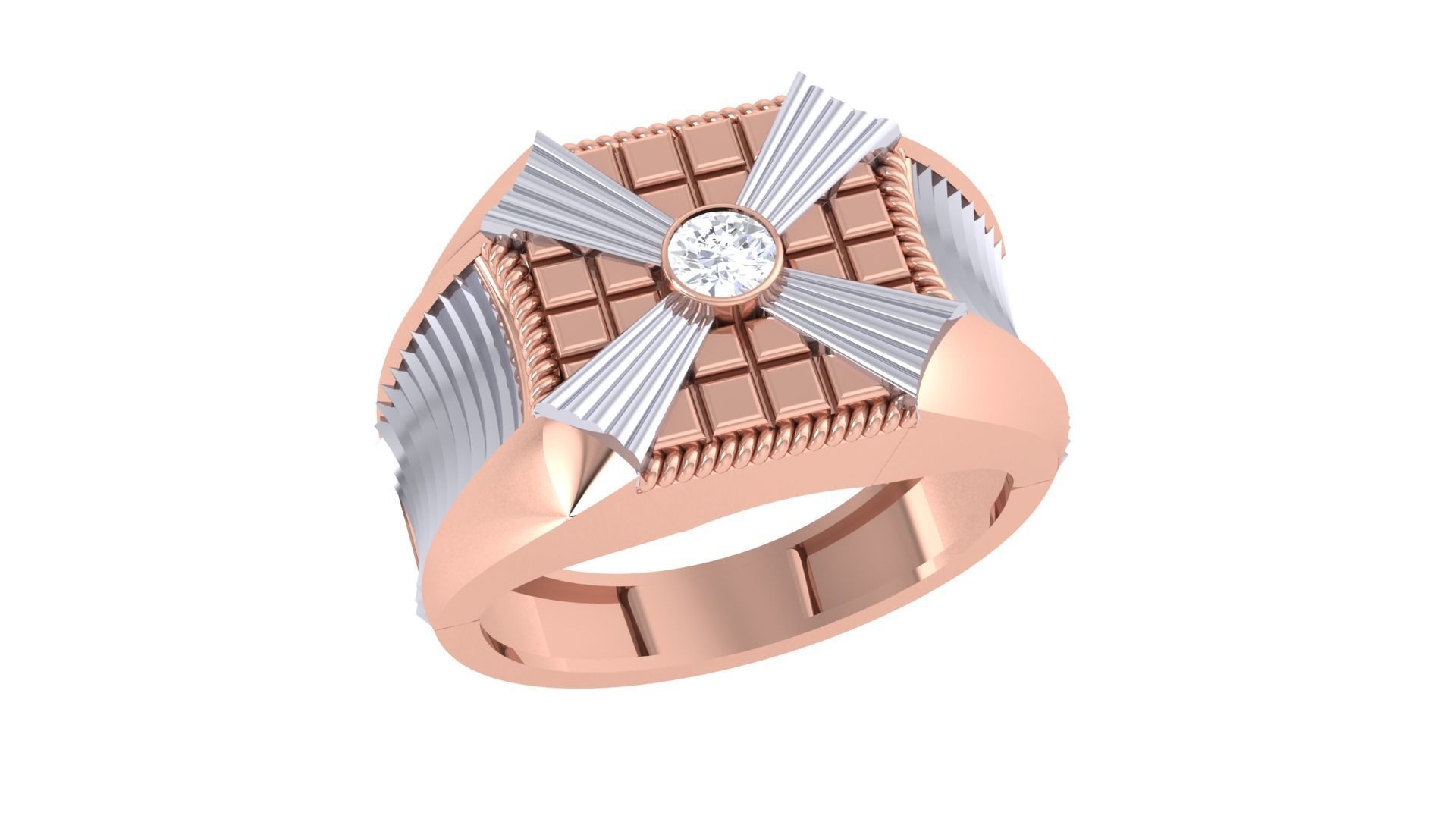 Solitaire Men Groom Gents Diamond Ring 3dm renders detail 3D print model_1