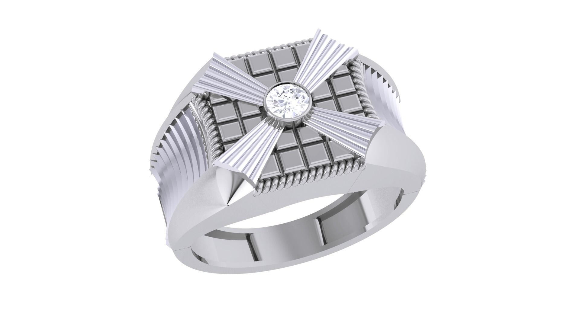 Solitaire Men Groom Gents Diamond Ring 3dm renders detail 3D print model_3