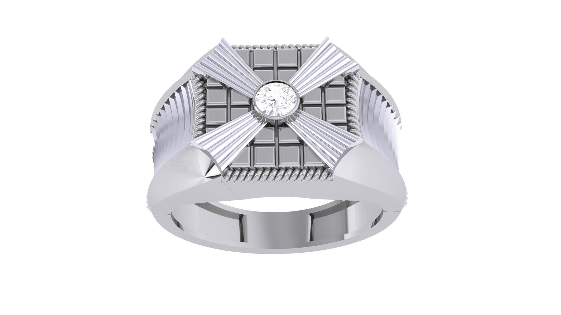 Solitaire Men Groom Gents Diamond Ring 3dm renders detail 3D print model_6