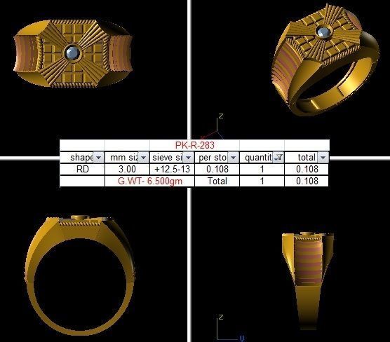 Solitaire Men Groom Gents Diamond Ring 3dm renders detail 3D print model_11
