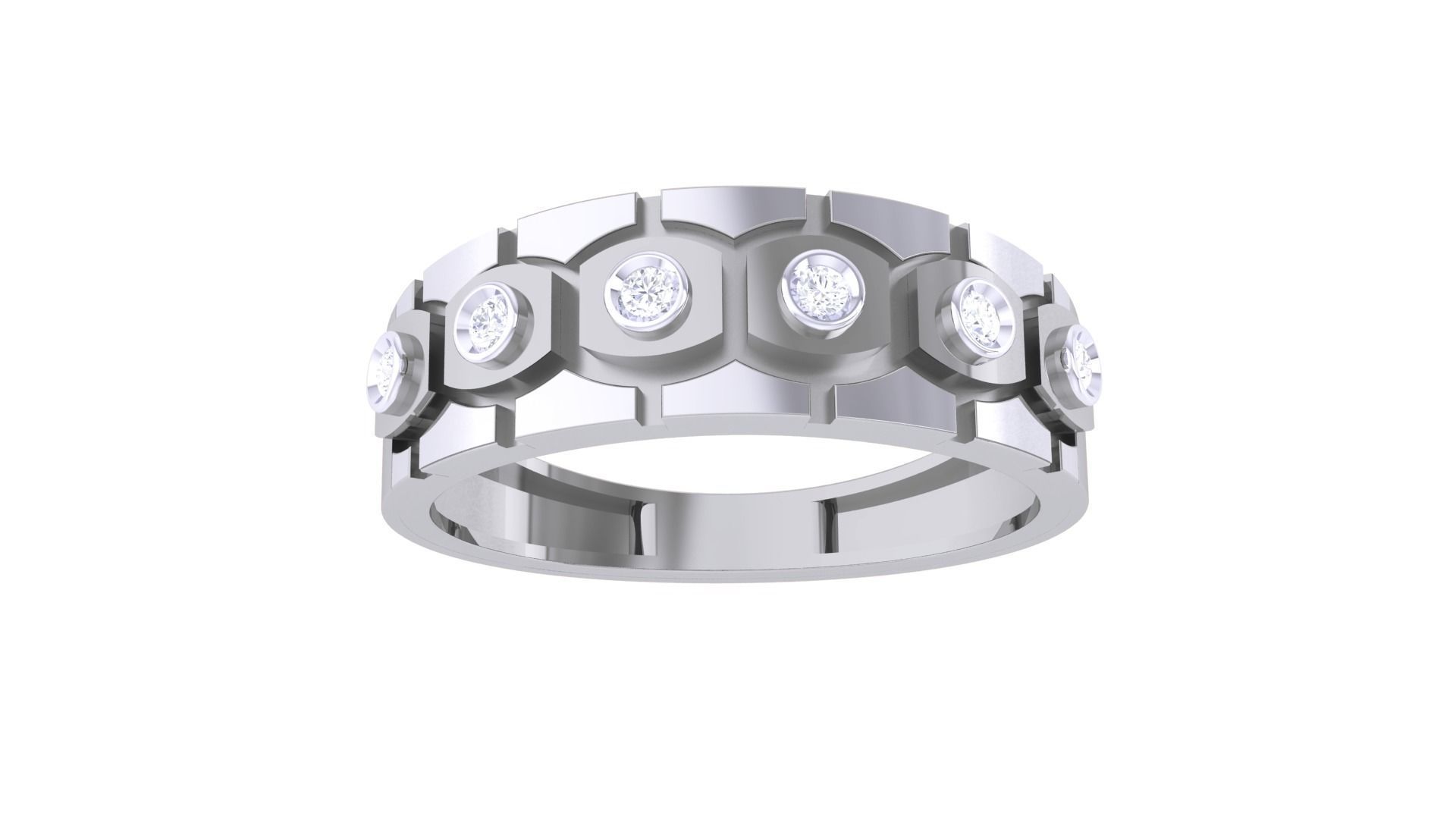 Solitaire Men Groom Gents Diamond Band Ring 3dm renders detail 3D print model_6