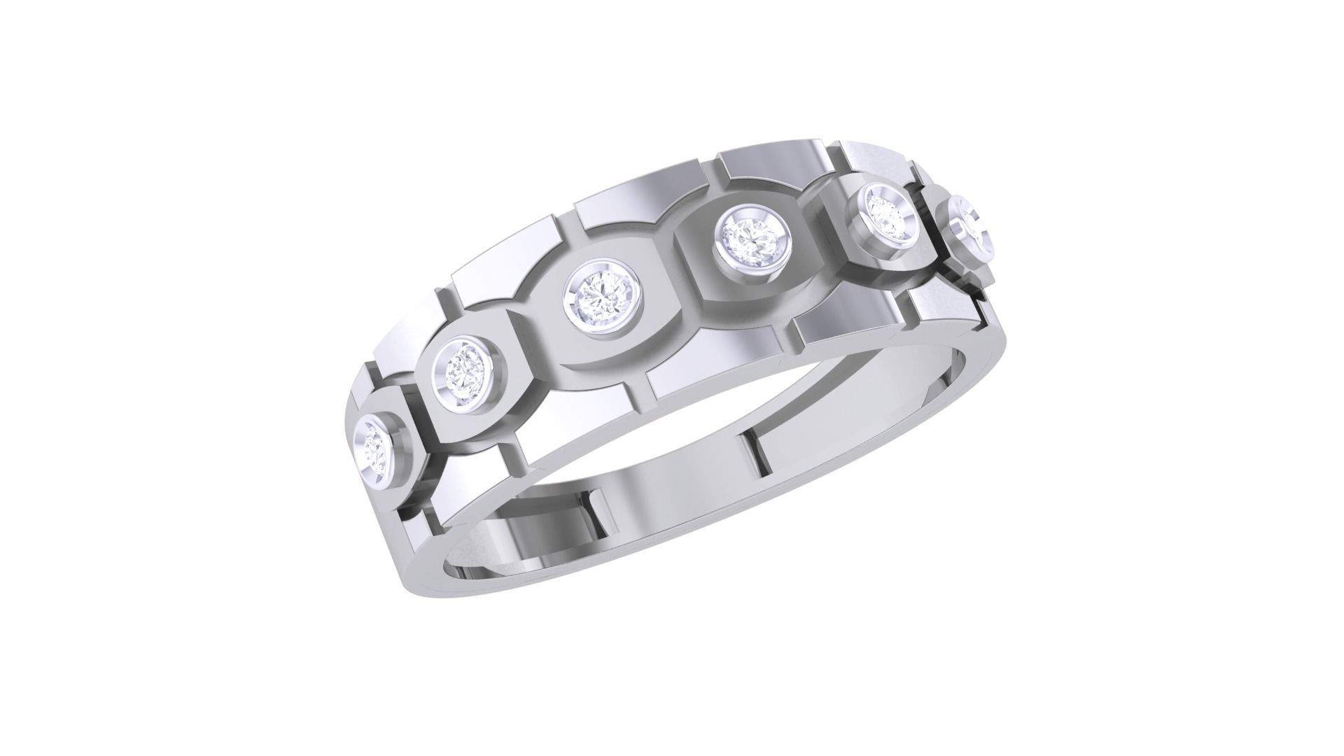 Solitaire Men Groom Gents Diamond Band Ring 3dm renders detail 3D print model_2
