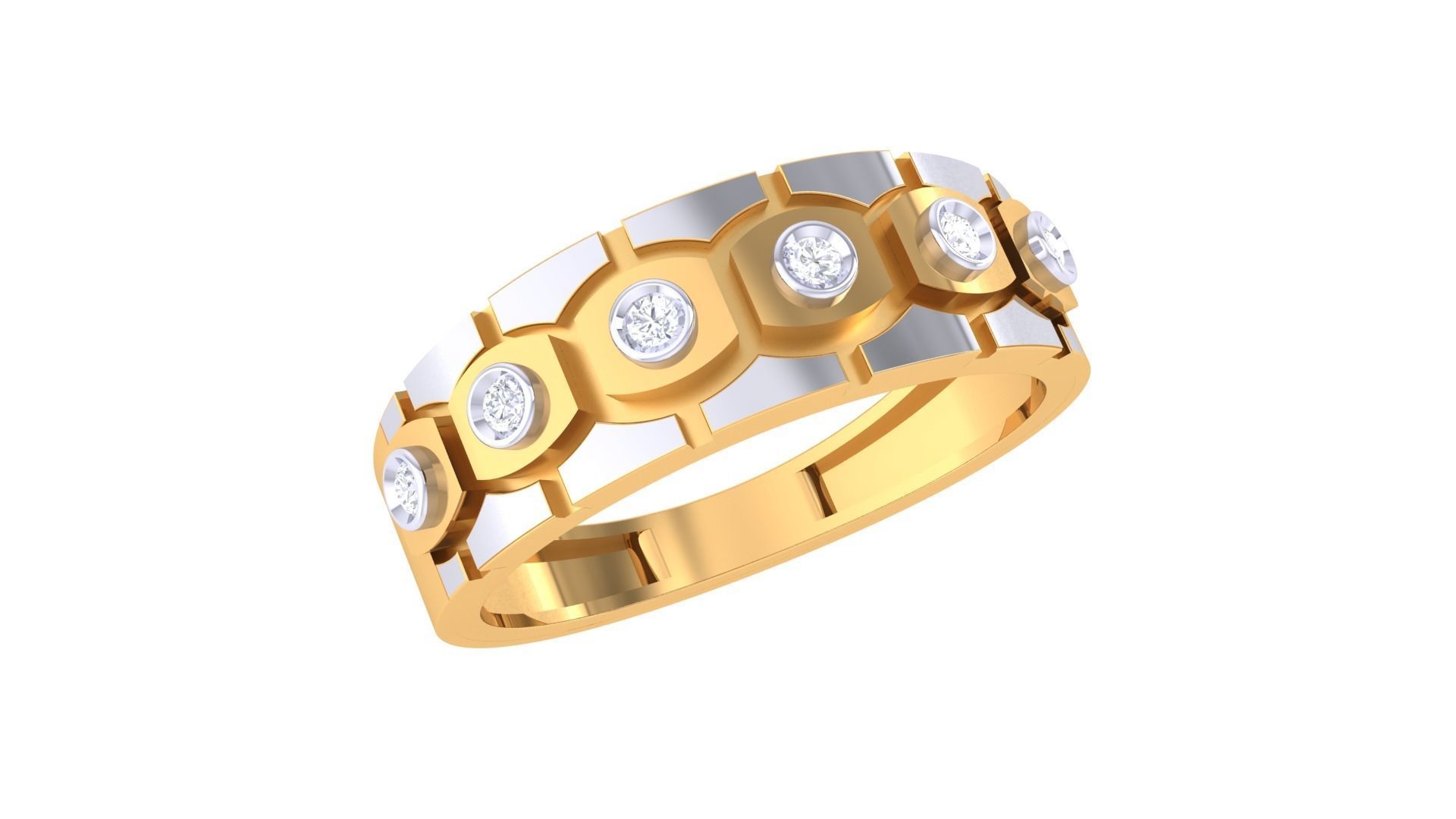 Solitaire Men Groom Gents Diamond Band Ring 3dm renders detail 3D print model_3