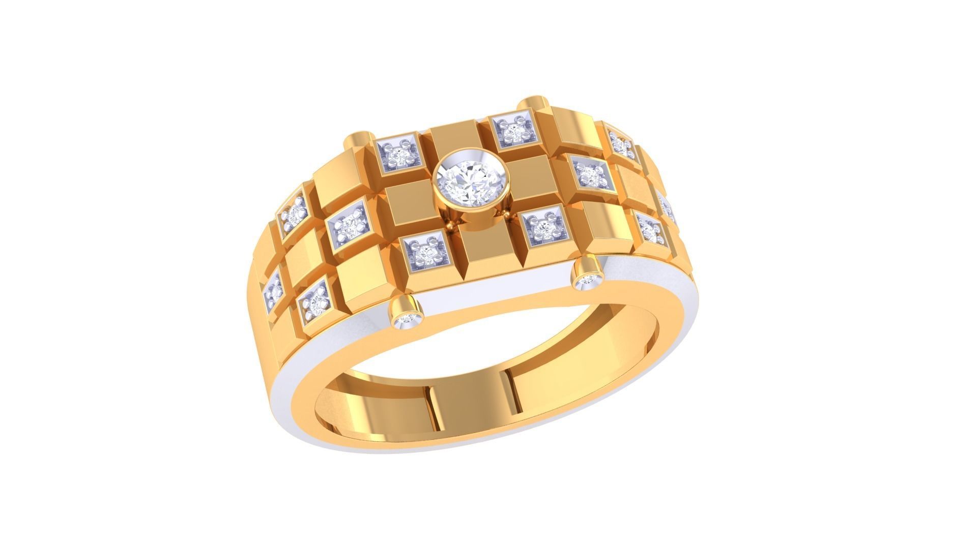 Solitaire Men Groom Gents Diamond Ring 3dm renders detail 3D print model_3