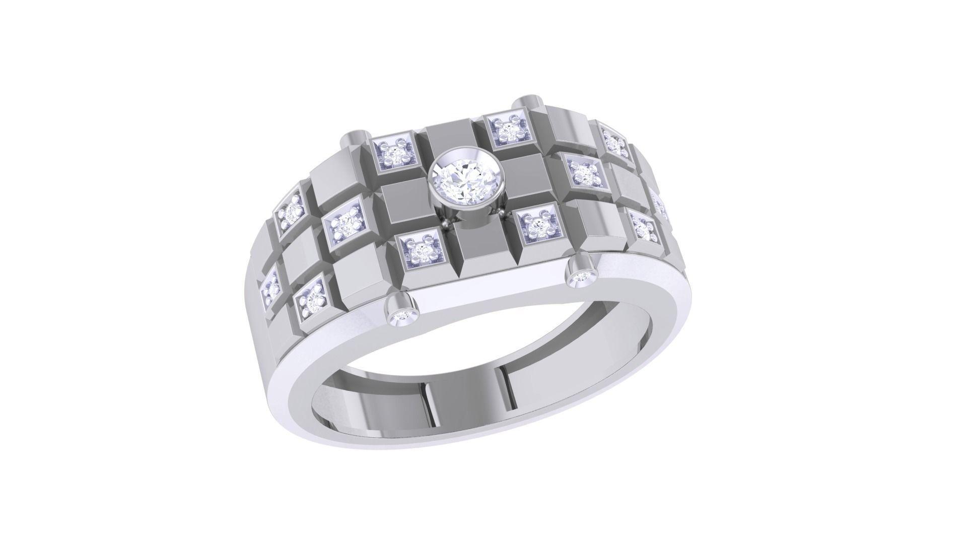 Solitaire Men Groom Gents Diamond Ring 3dm renders detail 3D print model_2