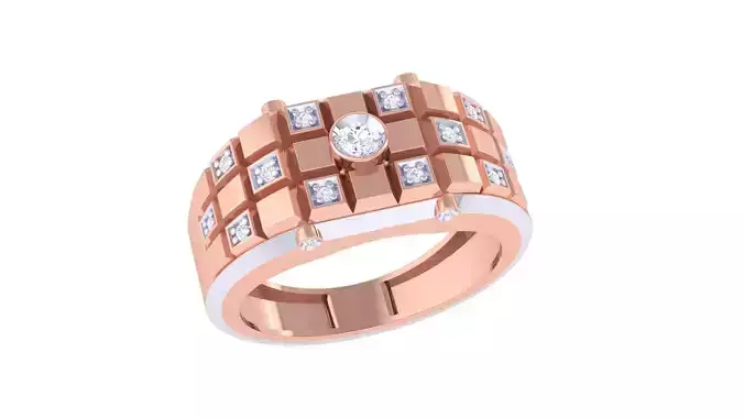 Solitaire Men Groom Gents Diamond Ring 3dm renders detail 3D print model