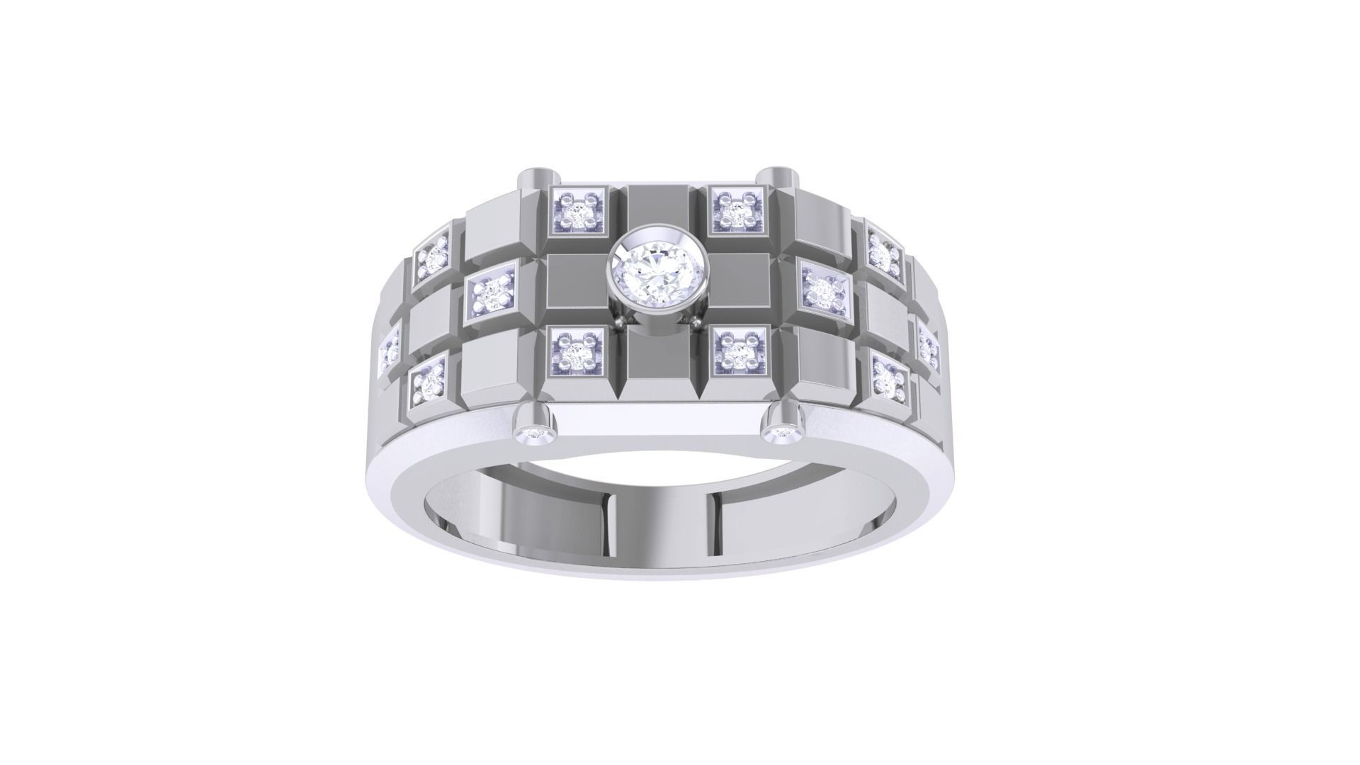 Solitaire Men Groom Gents Diamond Ring 3dm renders detail 3D print model_5