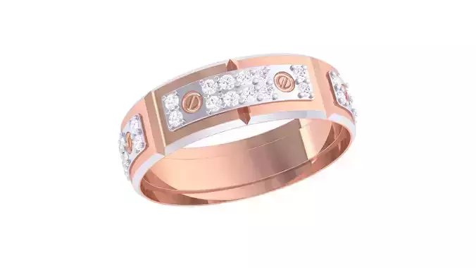 Screw Head Men Groom Gents Diamond Band Ring 3dm renders detail 3D print model