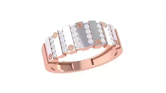 Screw Head Men Groom Gents Diamond Band Ring 3dm renders detail 3D print model