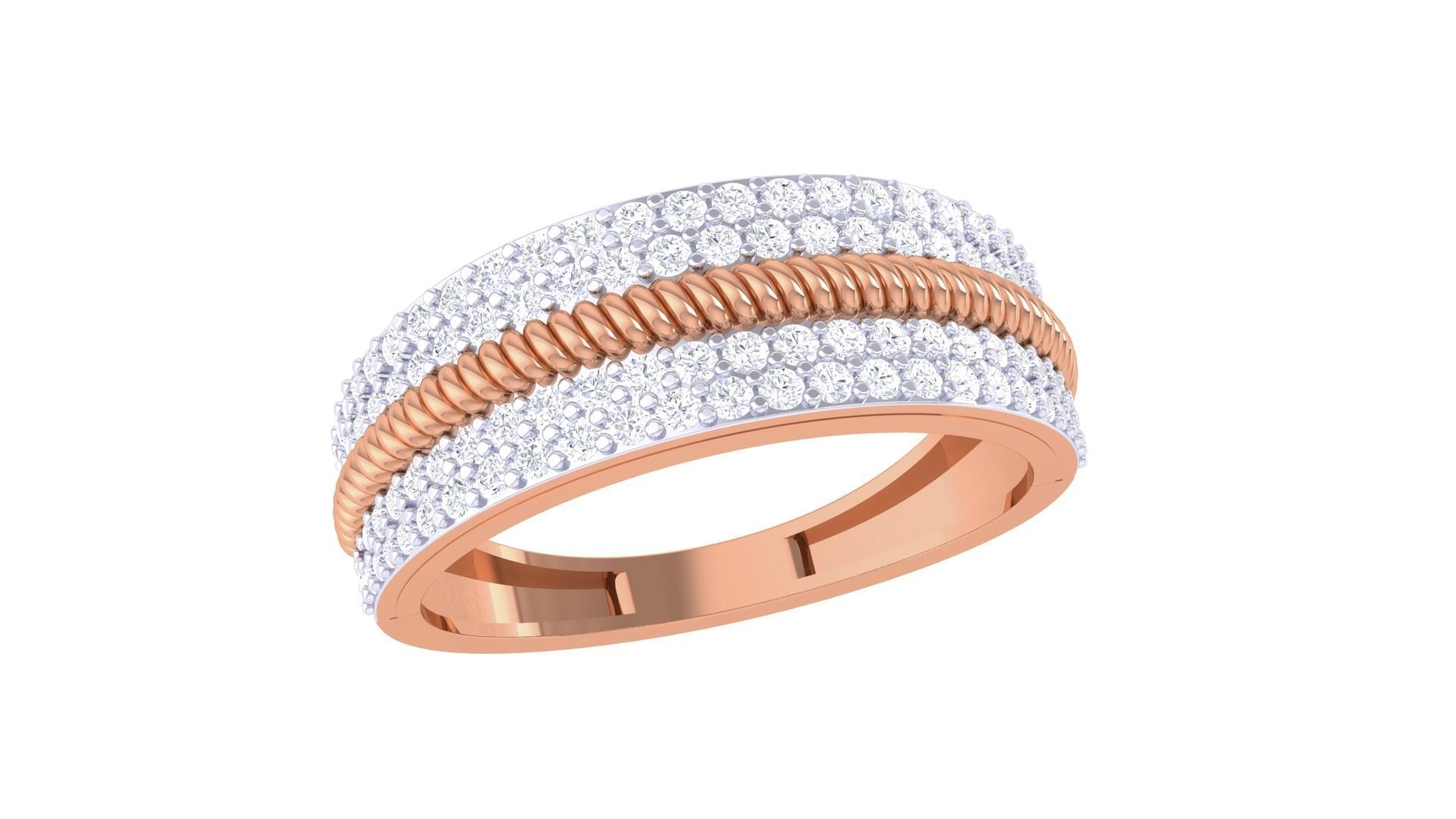 Spiral Wire Men Groom Gents Diamond Band Ring 3dm renders detail 3D print model_2