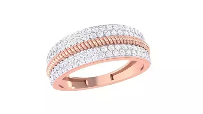 Spiral Wire Men Groom Gents Diamond Band Ring 3dm renders detail 3D print model