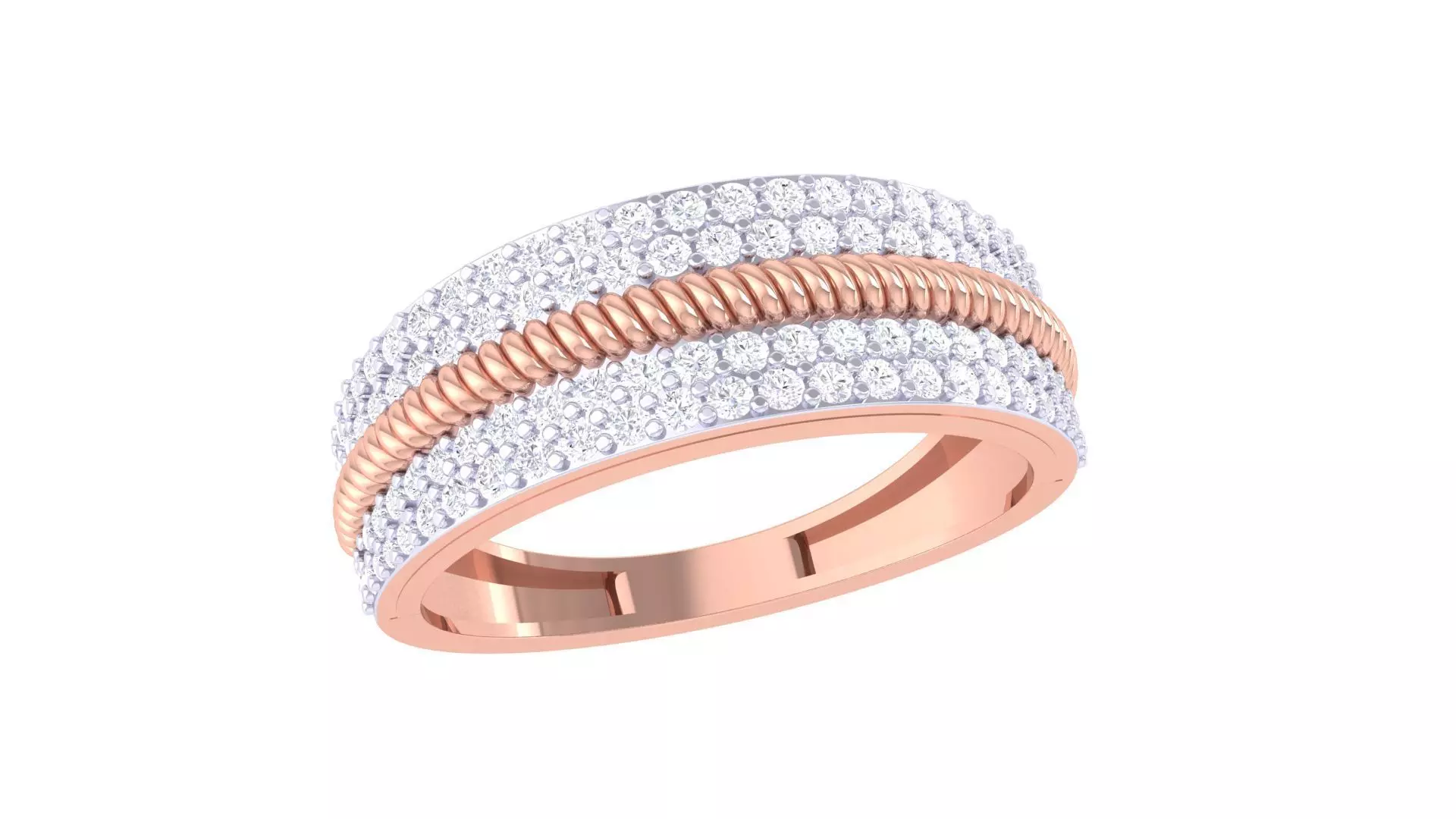 Spiral Wire Men Groom Gents Diamond Band Ring 3dm renders detail 3D print model_0