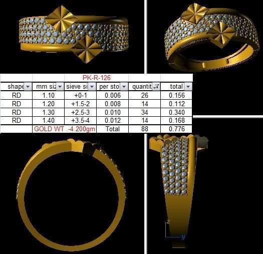 Men Groom Gents Diamond Band Ring 3dm renders detail 3D print model_11