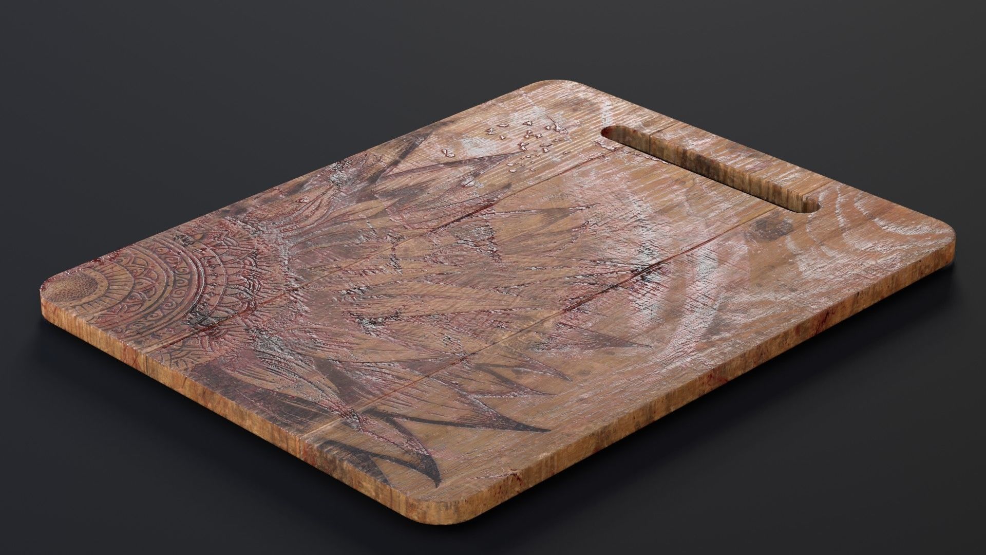 Burned cutting board 3 pieces set Low-poly 3D model_8