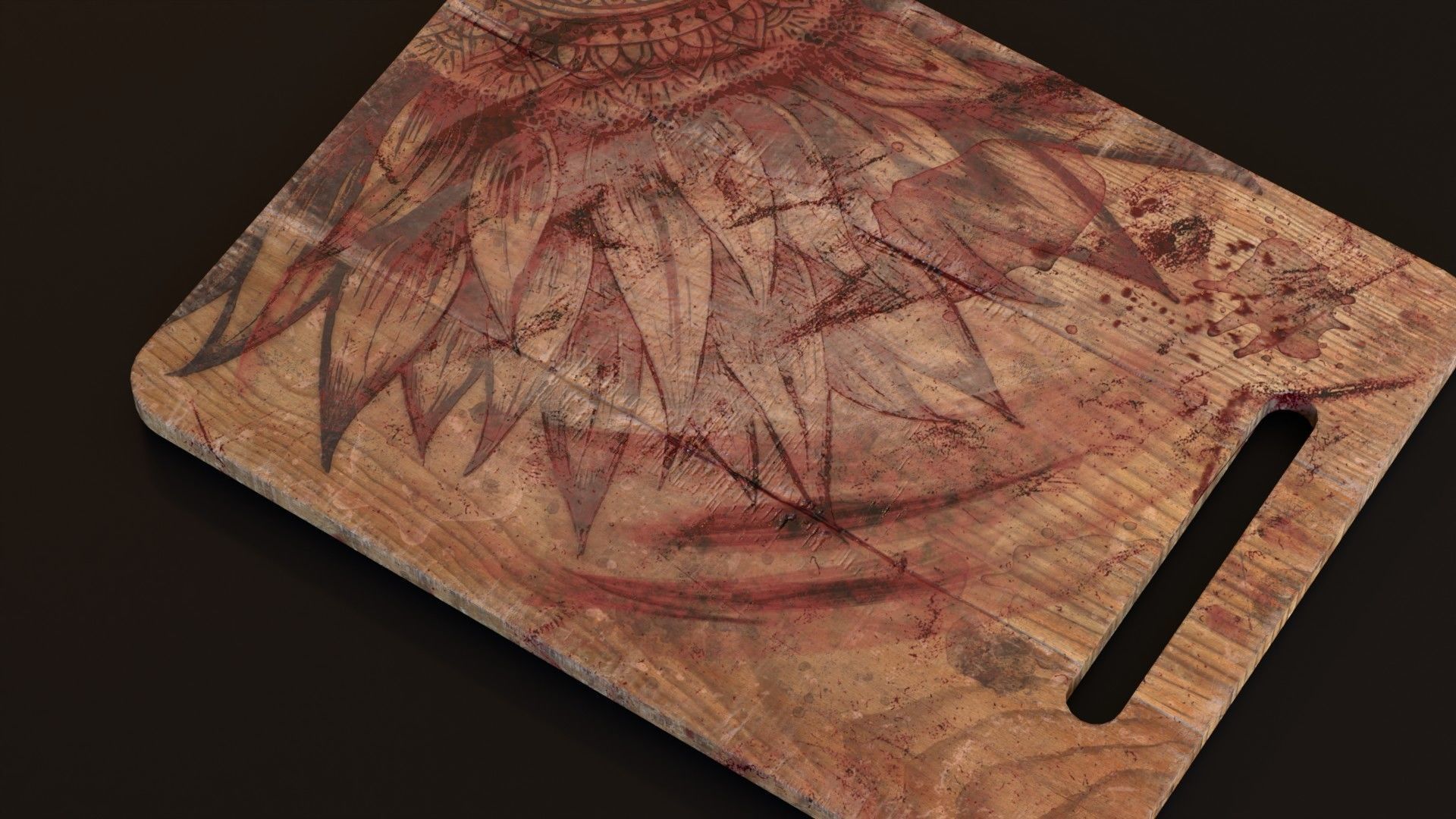 Burned cutting board 3 pieces set Low-poly 3D model_6