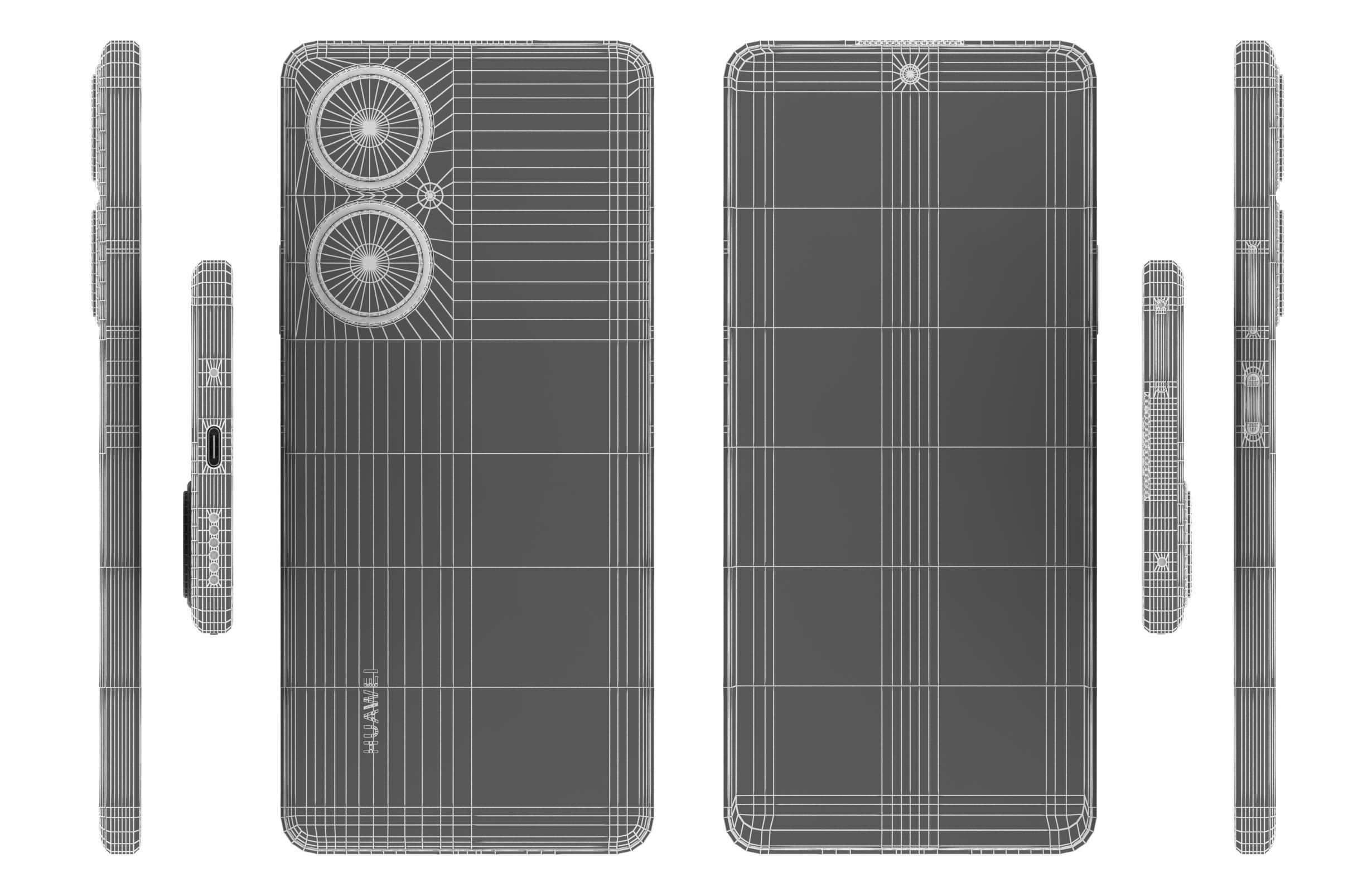 Huawei nova 11i Black And Green Low-poly 3D model_25