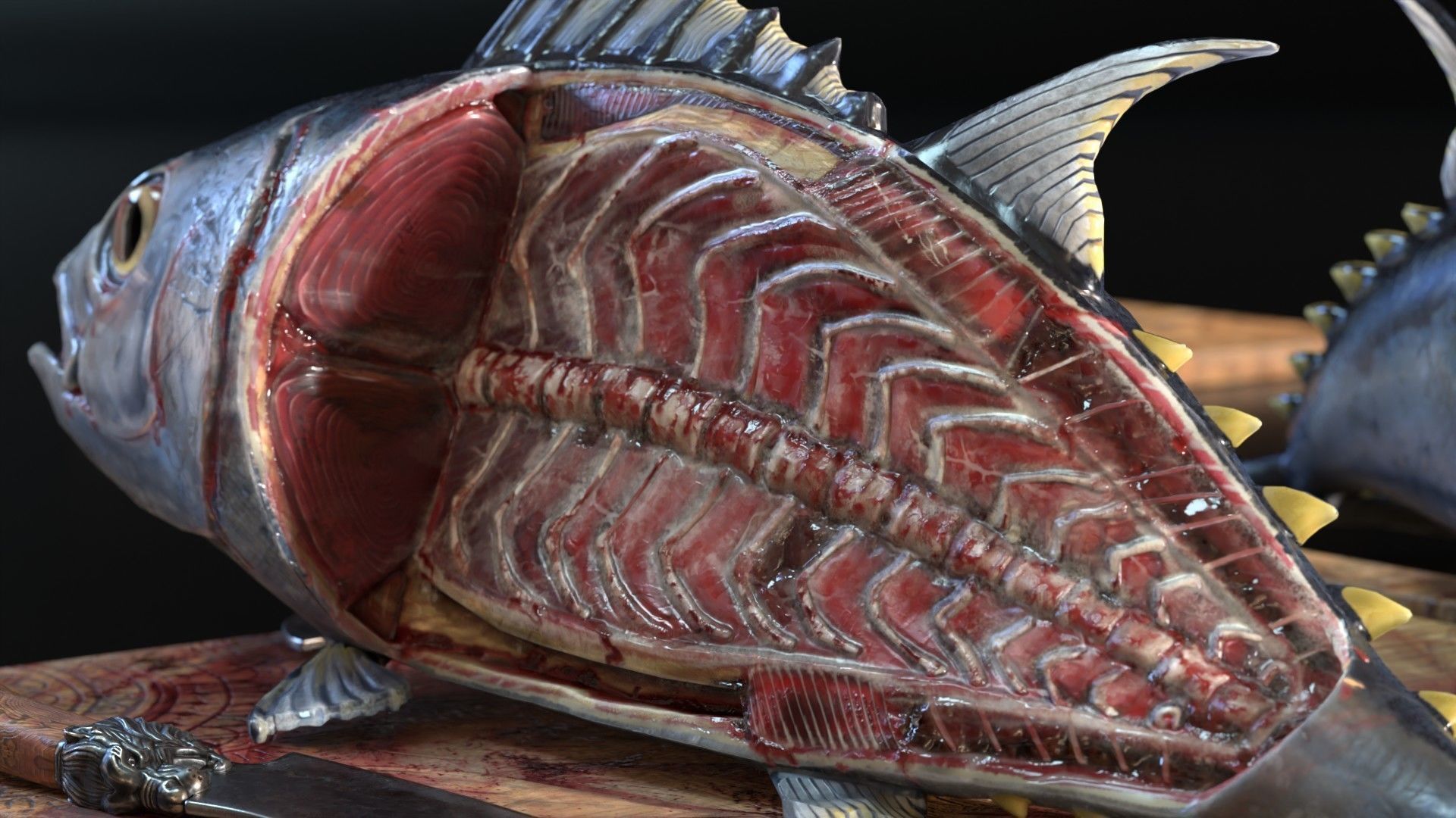 Butchered fish MEGASET 4 models 5 texture variations Low-poly 3D model_24