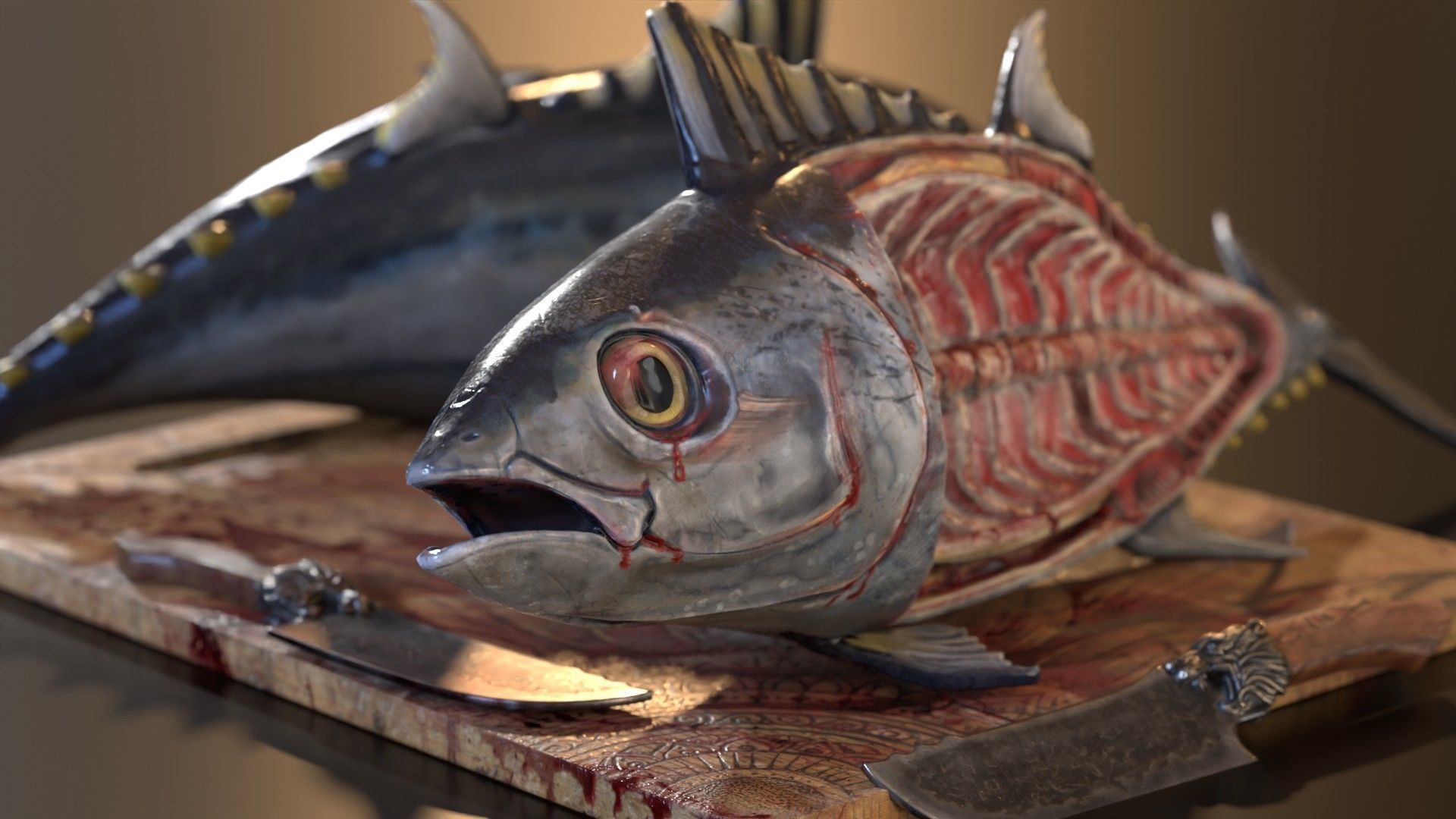 Butchered fish MEGASET 4 models 5 texture variations Low-poly 3D model_23