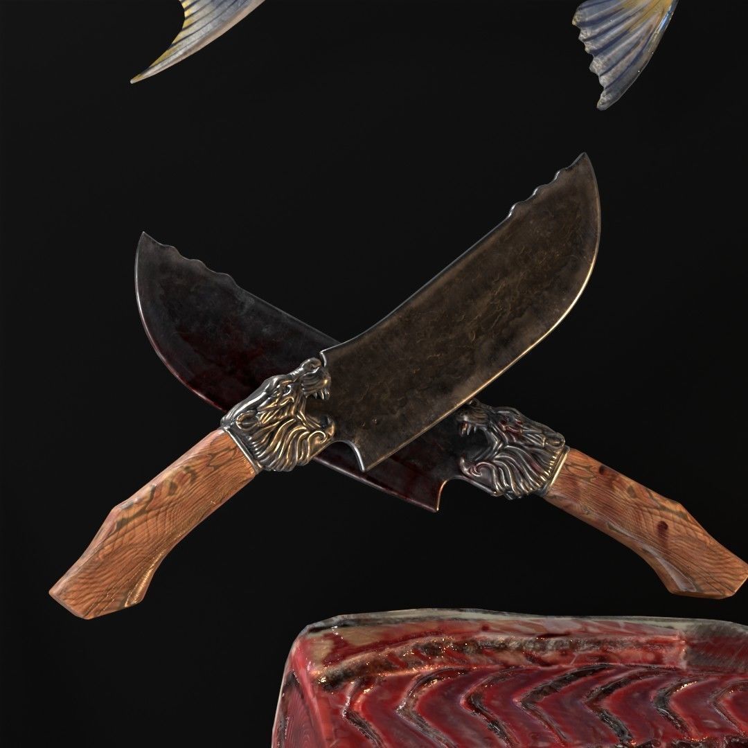 Butchered fish MEGASET 4 models 5 texture variations Low-poly 3D model_10