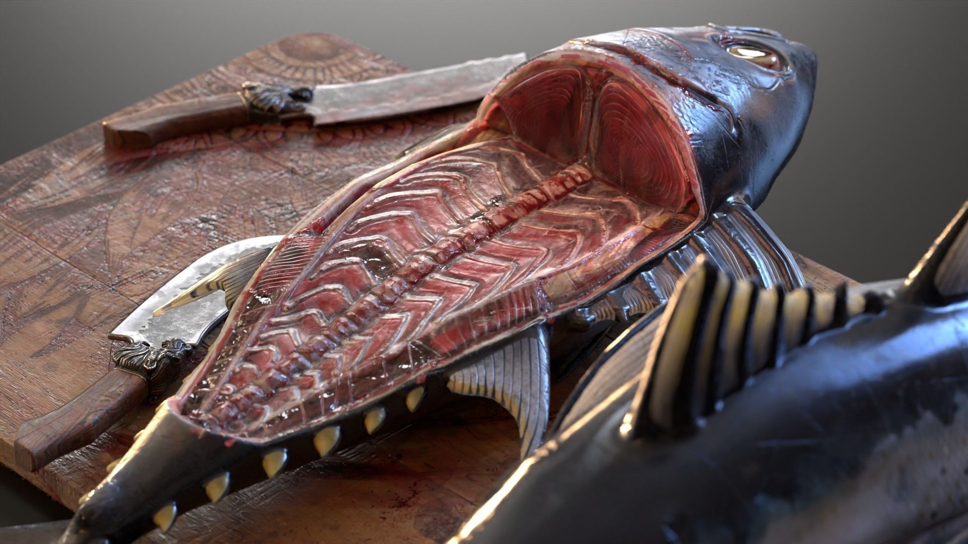 Butchered fish MEGASET 4 models 5 texture variations Low-poly 3D model_22