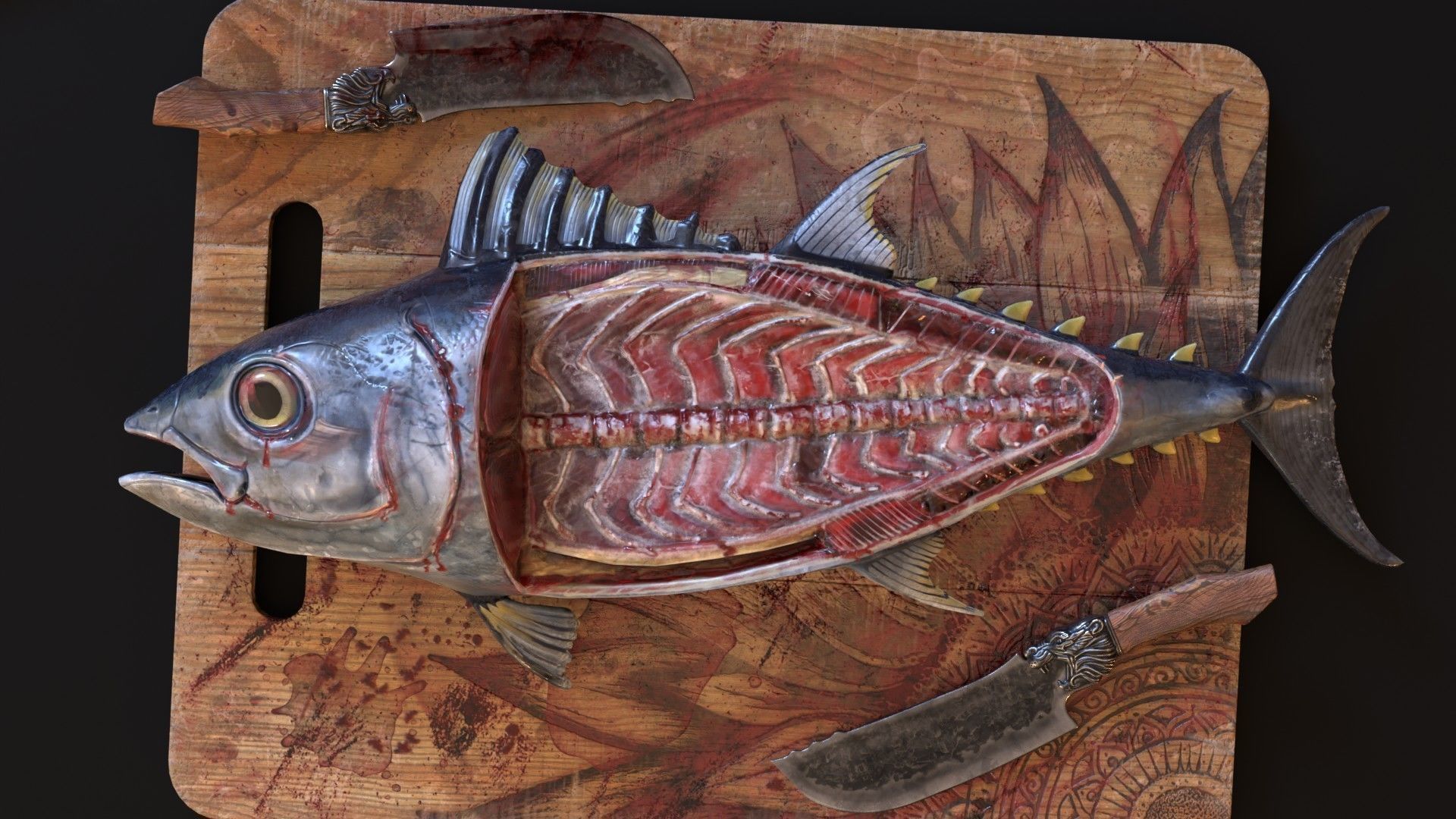 Butchered fish MEGASET 4 models 5 texture variations Low-poly 3D model_18