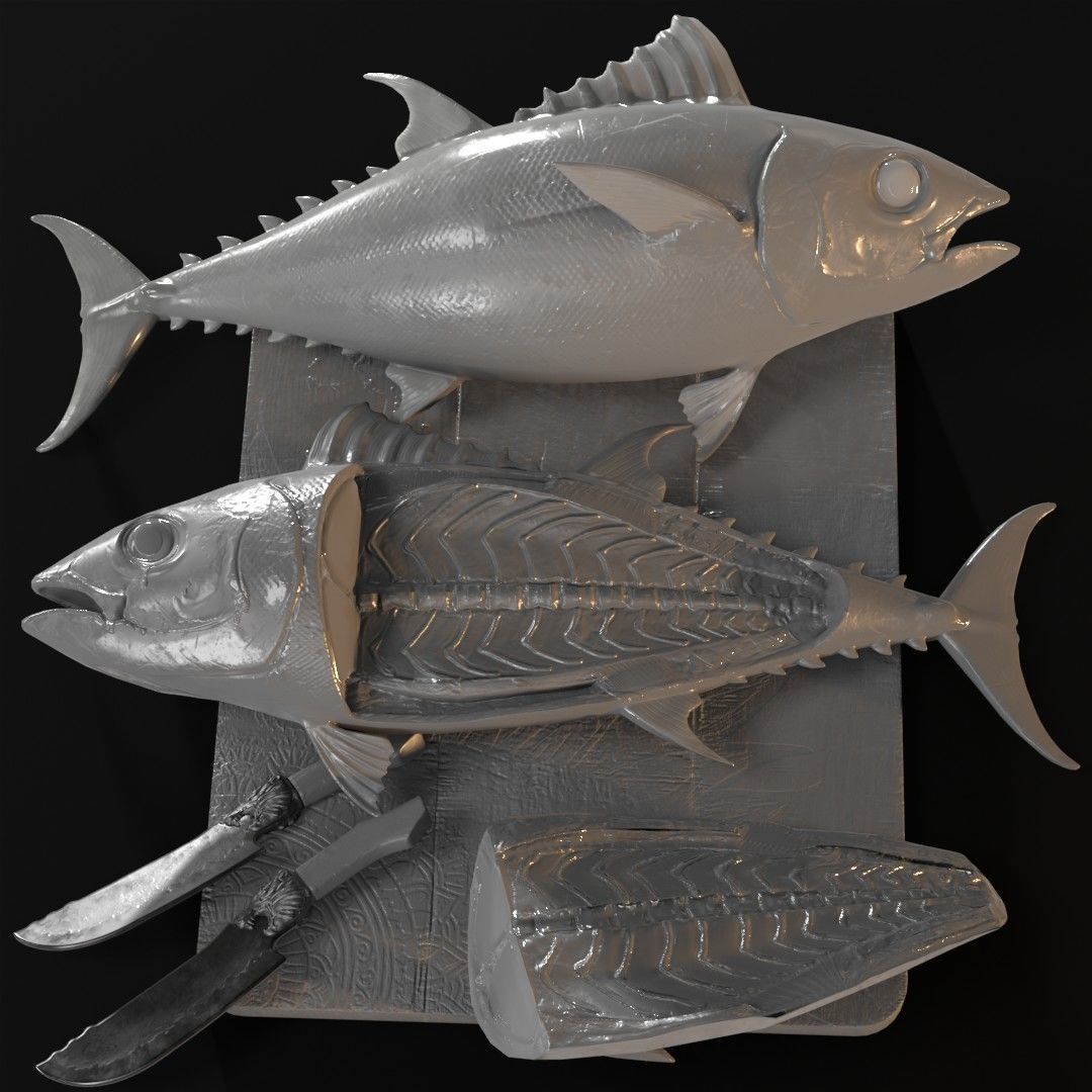 Butchered fish MEGASET 4 models 5 texture variations Low-poly 3D model_34