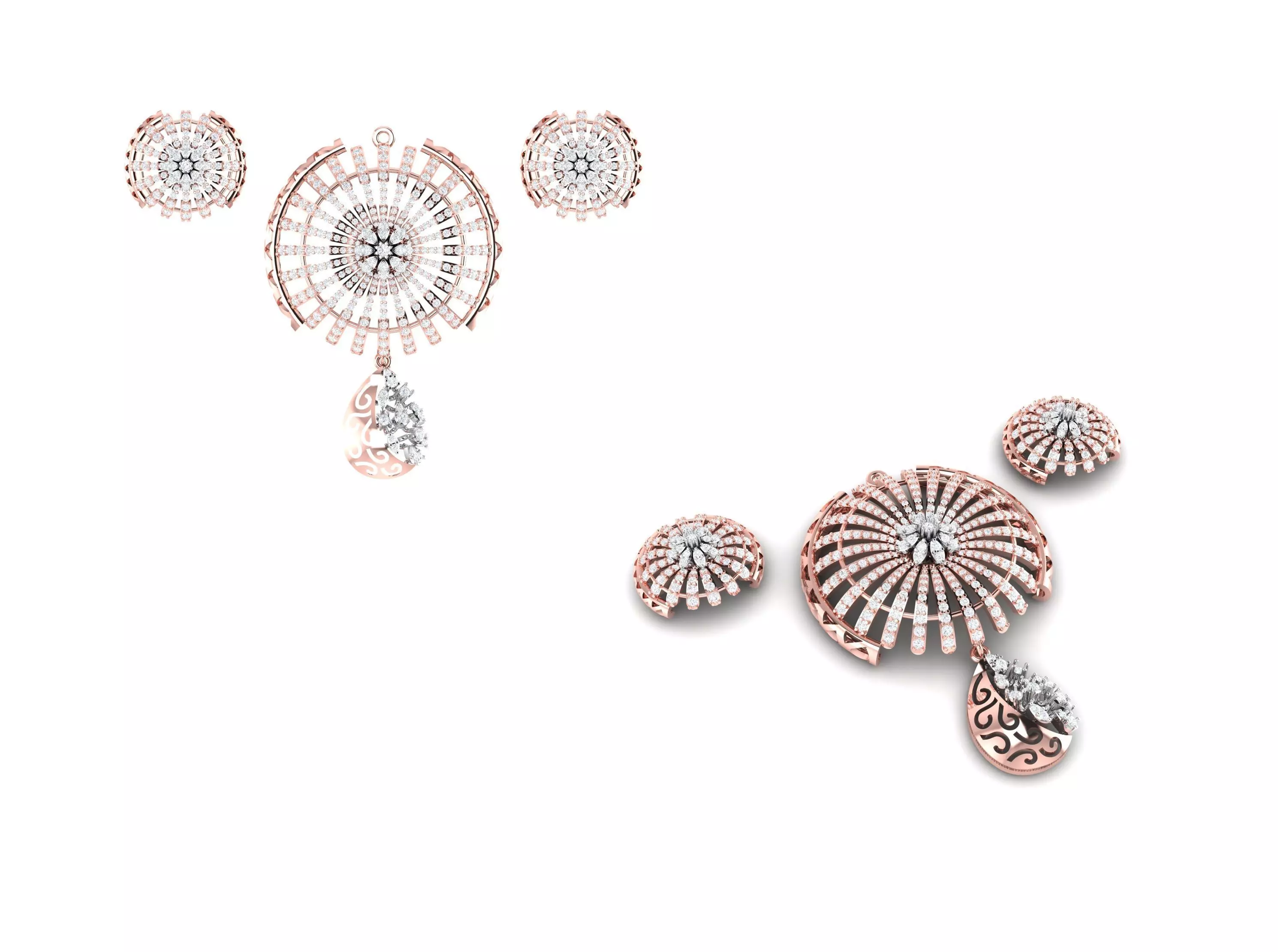 Rose Gold Diamond Pendant 3D Print Model 3D print model