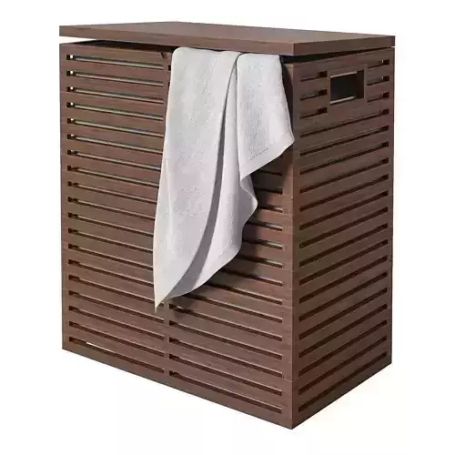 Crate and Barrel Dixon bamboo hamper with liner