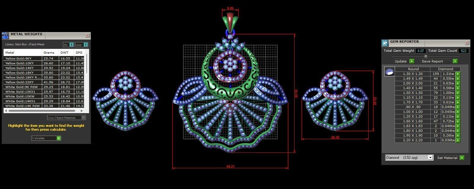 Rose Gold Diamond Pendant 3D Print Model 3D print model_1