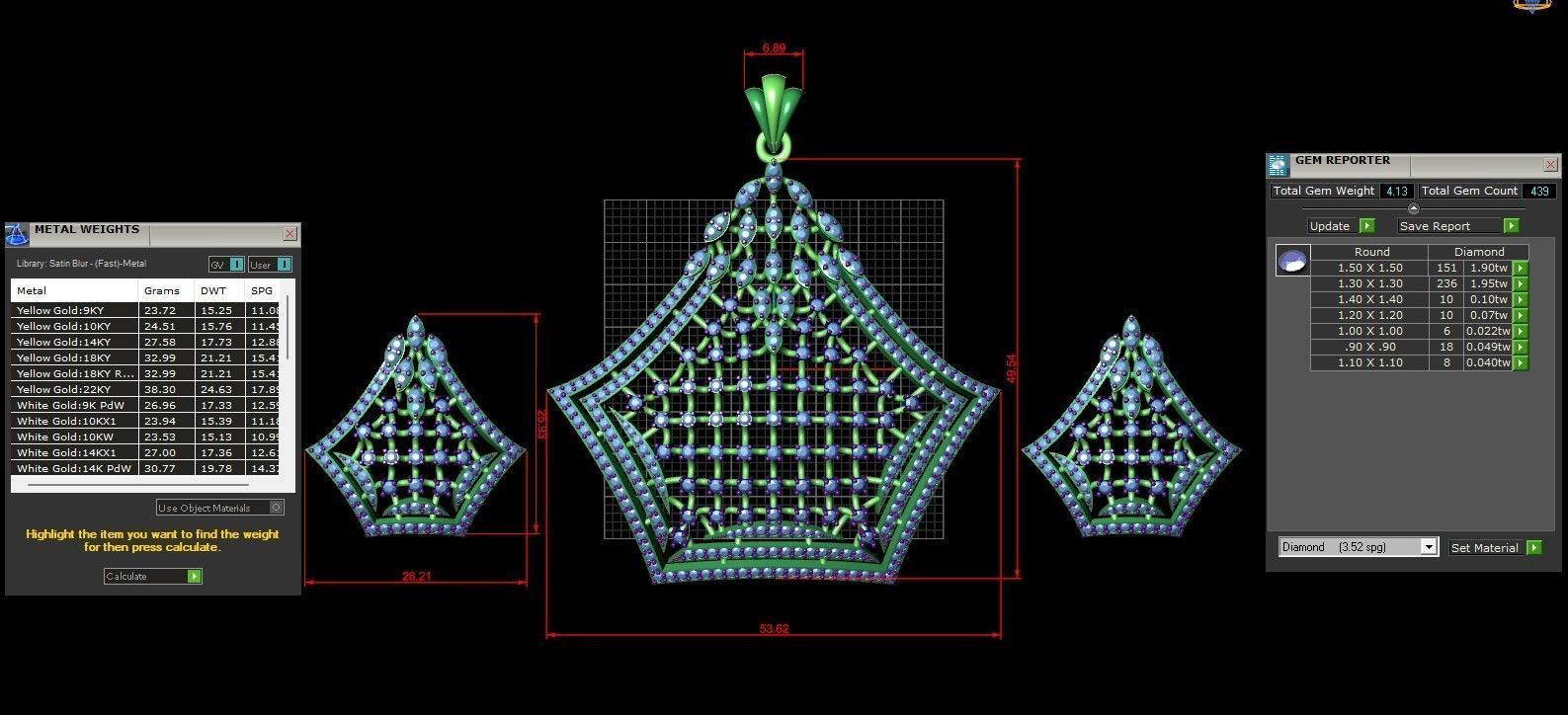 Rose Gold Diamond Pendant 3D Print Model 3D print model_1