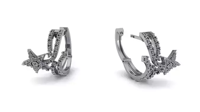 Star Clicker Earring with Diamonds