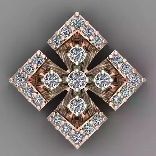 Rose Gold Diamond Women Earring 3D print Model