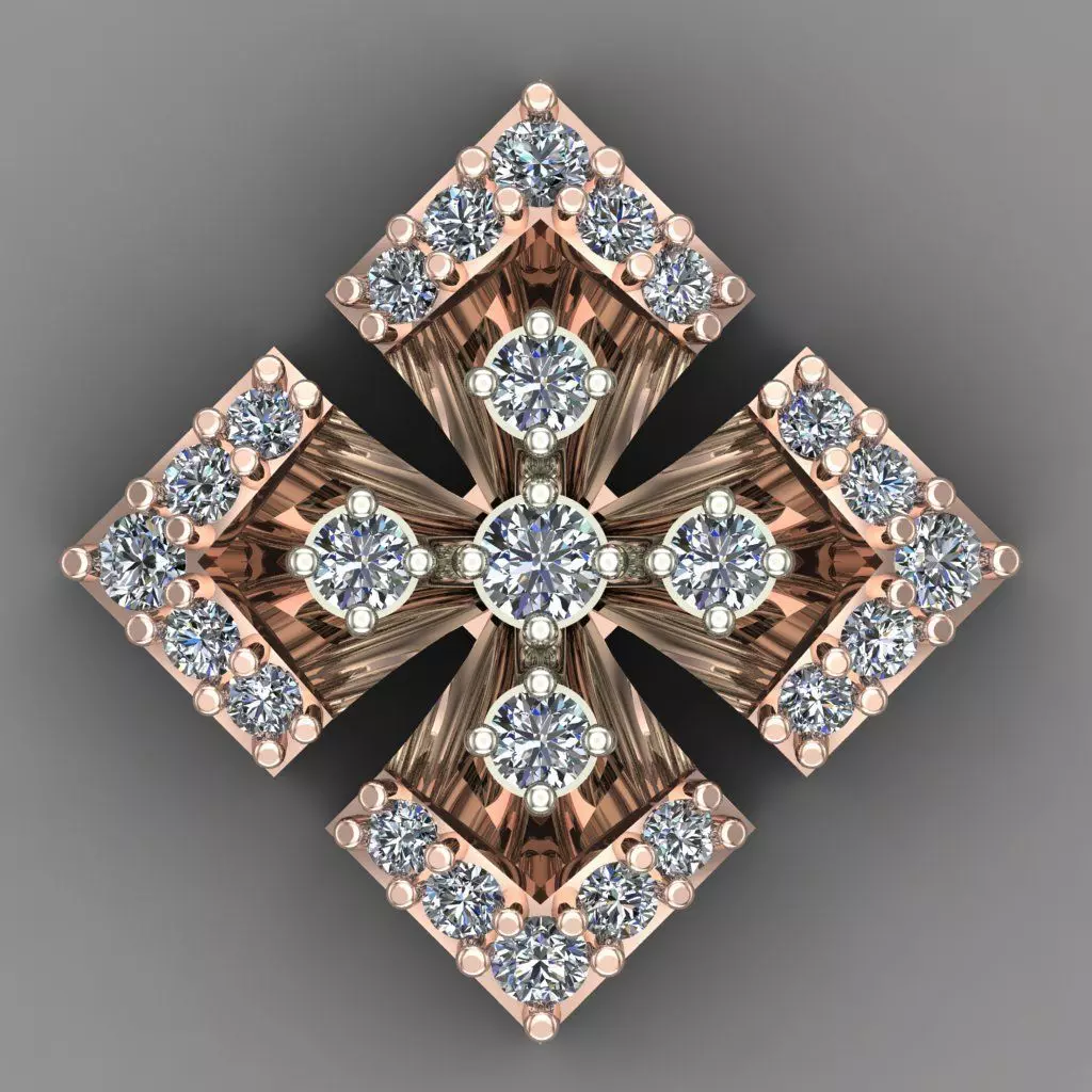 Rose Gold Diamond Women Earring 3D print Model 3D print model