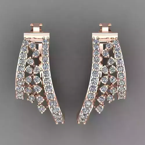Rose Gold Diamond Women Earring 3D print Model