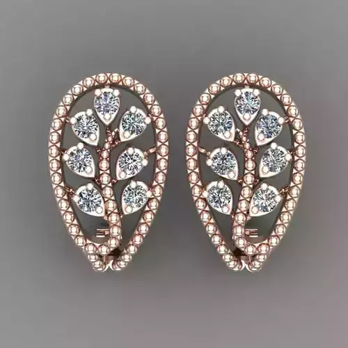 Rose Gold Diamond Women Earring 3D print Model