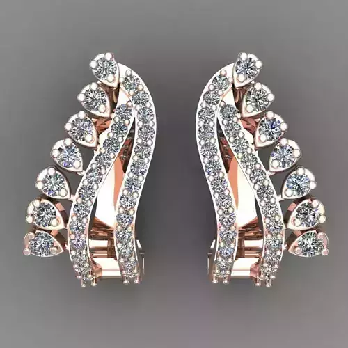 Rose Gold Diamond Women Earring 3D print Model