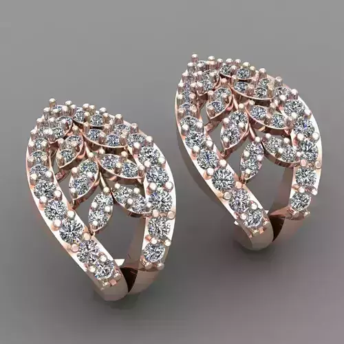 Rose Gold Diamond Women Earring 3D print Model