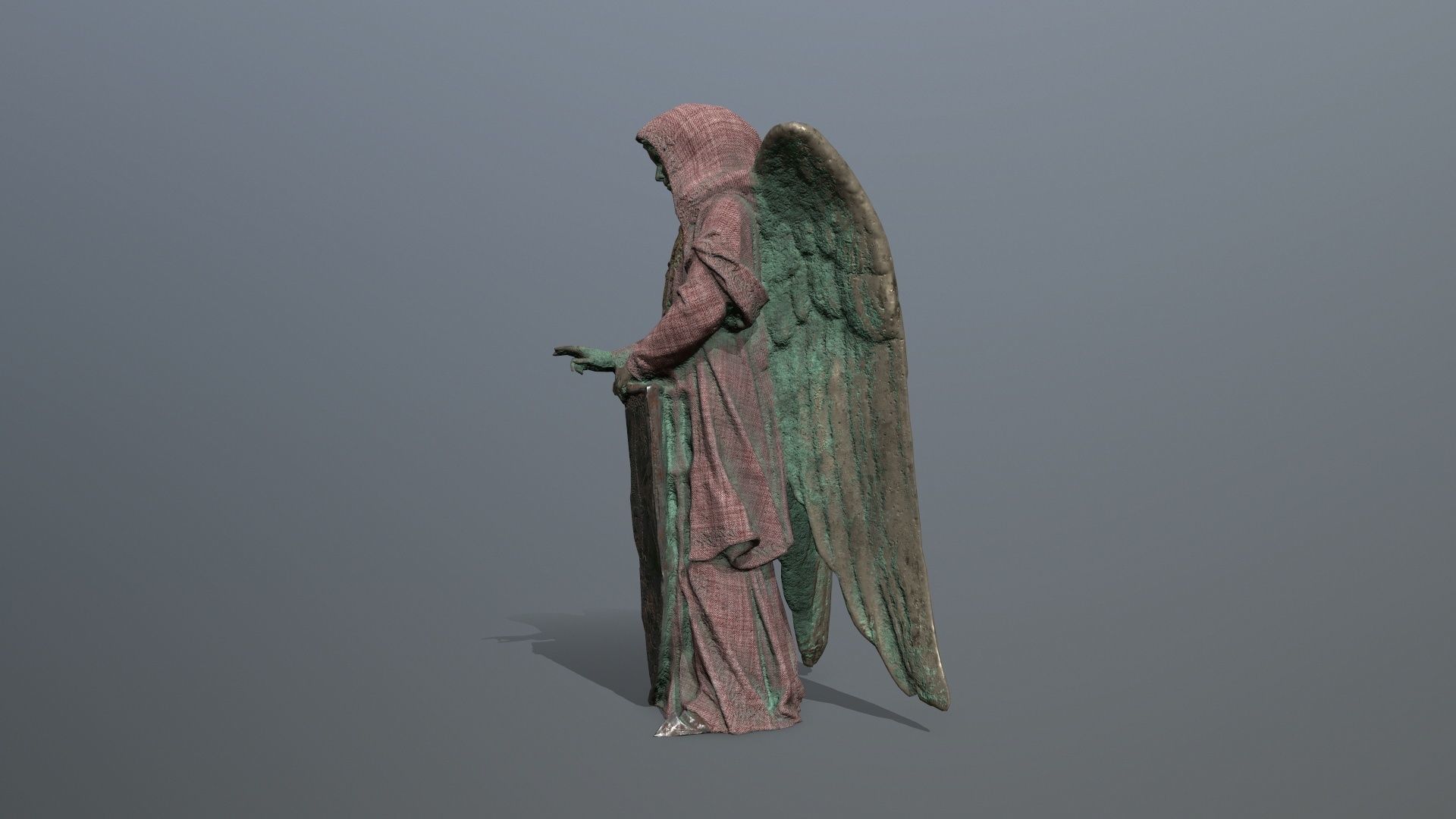 angel statue Low-poly 3D model_4
