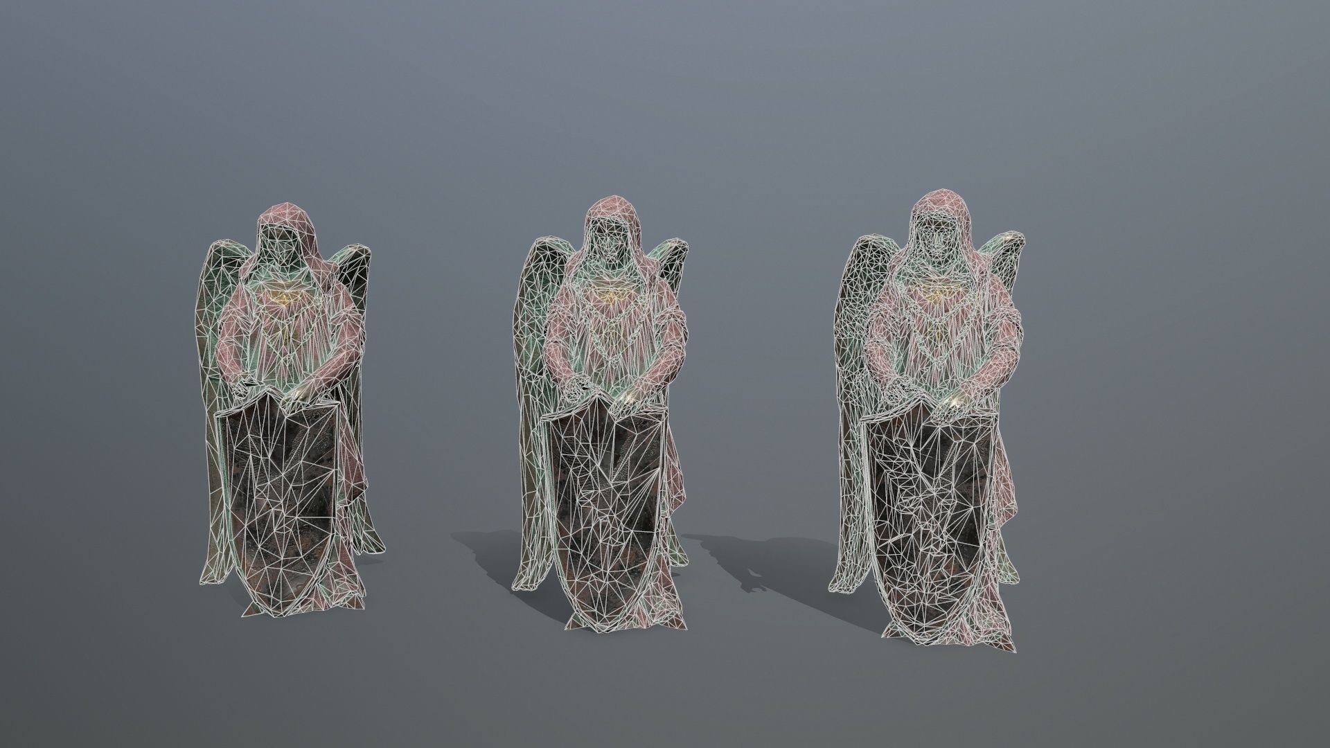 angel statue Low-poly 3D model_13