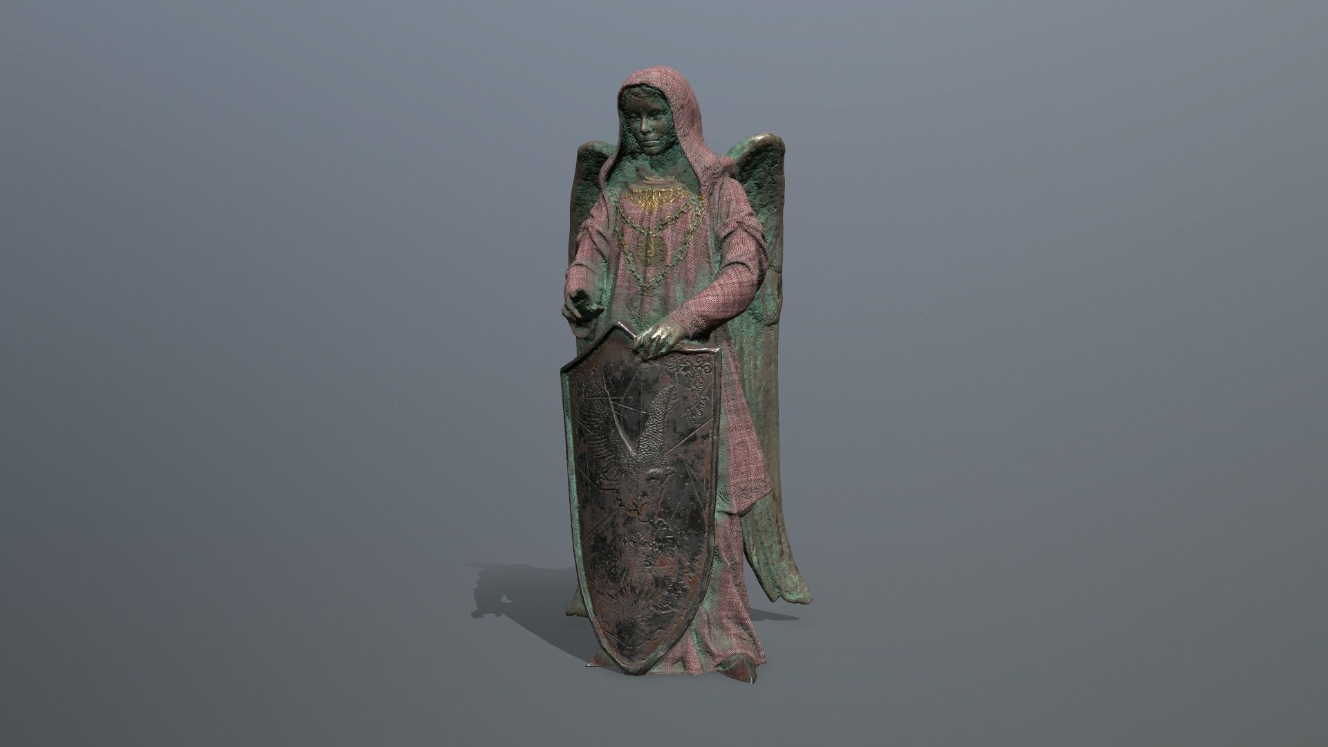 angel statue Low-poly 3D model_2