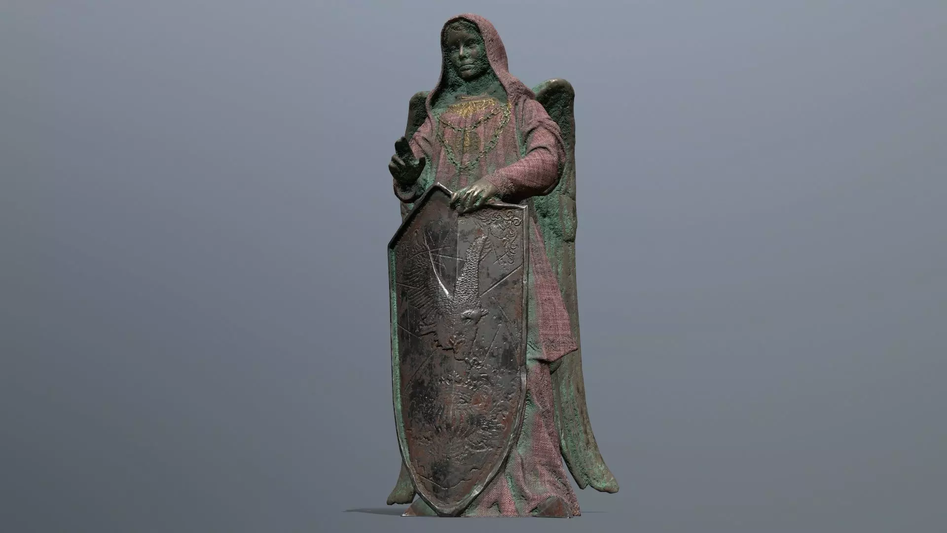 angel statue Low-poly 3D model_0