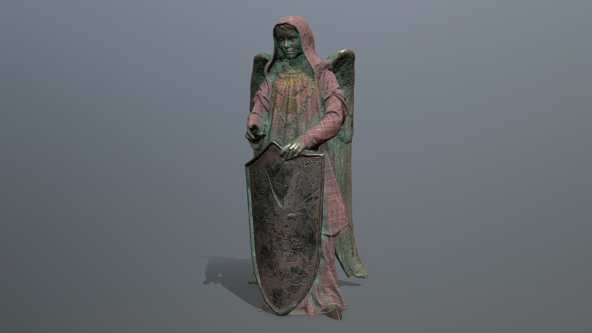angel statue Low-poly 3D model_1