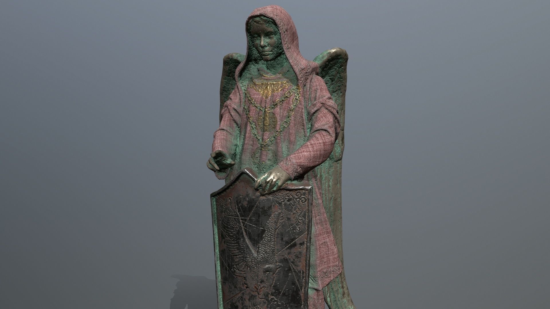 angel statue Low-poly 3D model_10